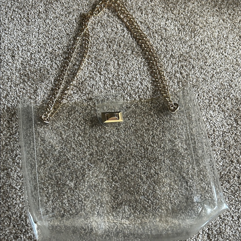 Elegant Clear Shoulder Bag with Gold Chain